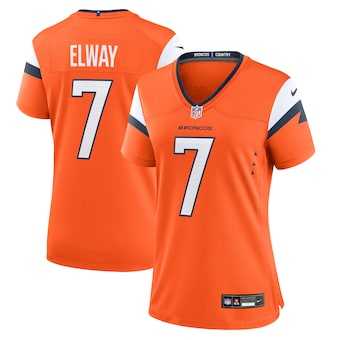 Womens Denver Broncos #7 John Elway Orange Retired Player Game Jersey Dzhi